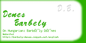 denes barbely business card